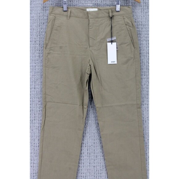 Swet Tailor Chino Pants Mens 28X32 Brown Solid Casual Flat Front Flexible NWT - Picture 2 of 7